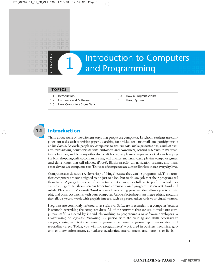 7) Introduction to Computers and Programming Higher Education