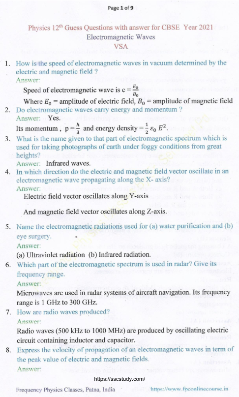 Sample Paper Class 12 Physics 2023 Paper-09
