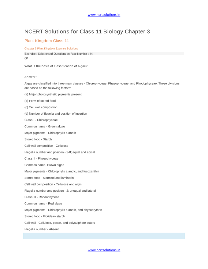 NCERT Solutions for Class 11 Biology Chapter 3