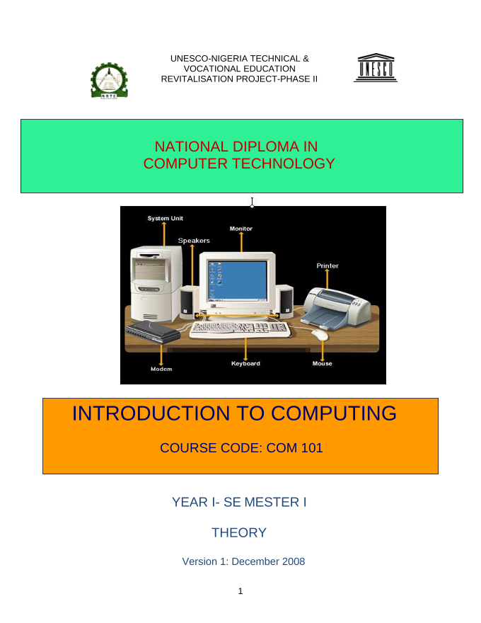 10) Introduction to Computing National Board for Technical Education