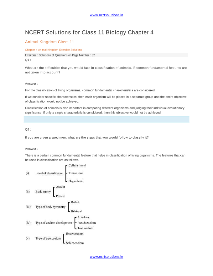 NCERT Solutions for Class 11 Biology Chapter 4